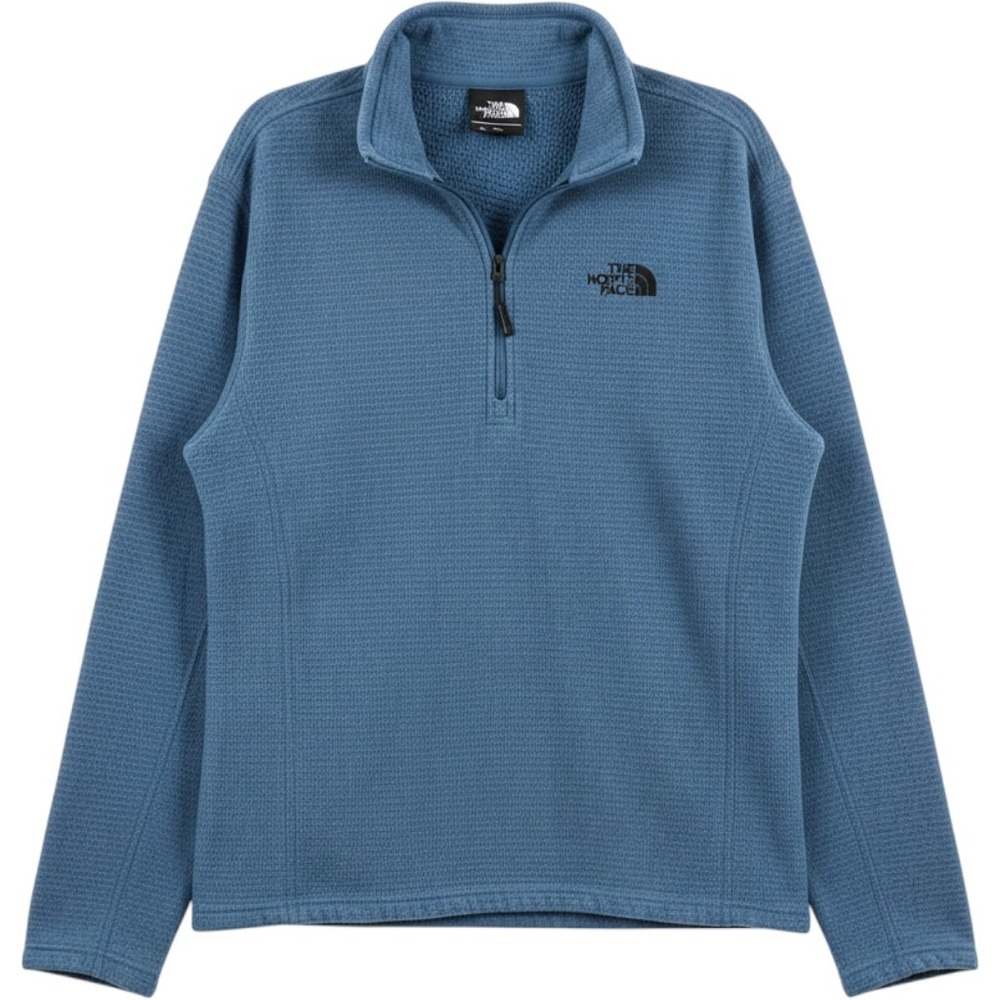 The North Face Men's L Blue Waffle Fleece 1/4 Zip Pullover Fall Outdoor Hiking